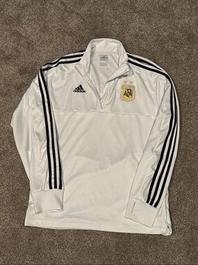 adidas White AFA Argentina Training Quarter-Zip Pullover